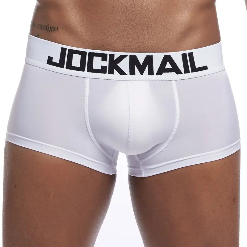 JOCKMAIL mens bikini Gay underwear Sexy mens string bikini briefs cuecas calzoncillos hombre slip panties Nylon ice silk white briefs Briefs