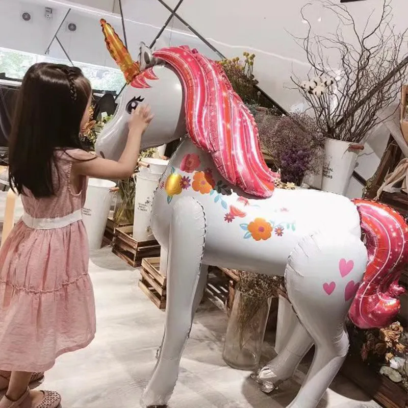  Big Unicorn Balloon Stand 3d Horse Birthday Party Decorations Kids Cartoon Animal Unicorn Birthday 