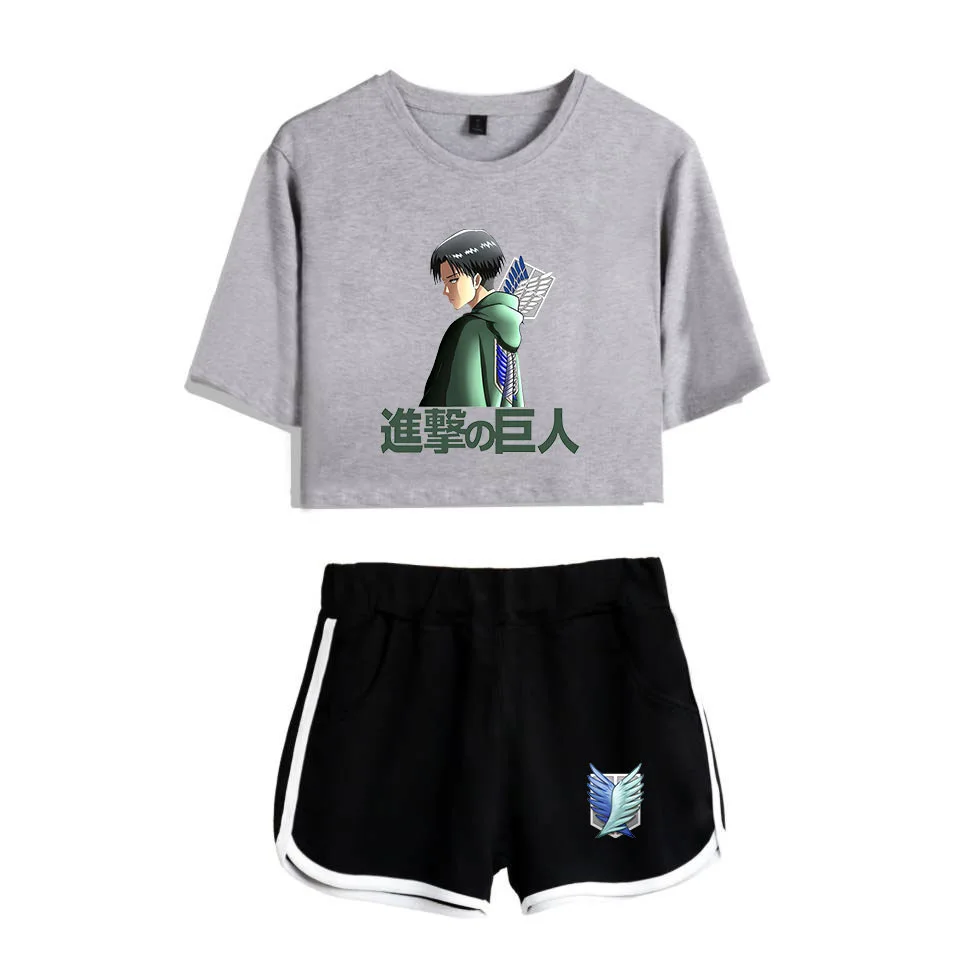 COSREA Attack On Titan Cosplay Costume Survey Corps Logo Short Sleeve Shirt Sport Suits Girls Tees Shorts T Running Sets Women -Zentai shop online H6726a79bcedd4e1496db4d56feb66448b.jpg