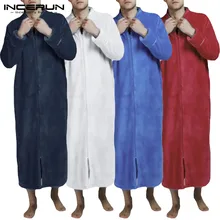 INCERUN/зимняя фланелевая домашняя одежда; мягкий удобный длинный пуловер; халат; Пижама; пуловер с длинными рукавами; теплое платье