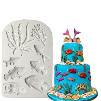 

3D Silicone Mold For Cake Baking Creative Sea Animal Fondant Cake Decorating Tools Starfish Shell Chocolate Gumpaste Mold