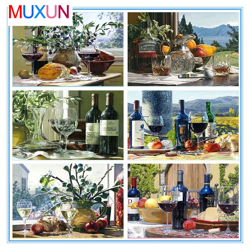 

Full Square 5D Diy Diamond Embroidery Red Wine Picture Rhinestone Red Wine Glass Diamond Mosaic Cross Stitch Kit Home Decorlx457