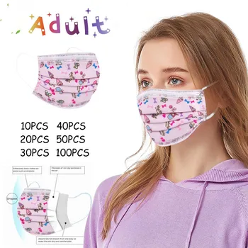 

10-100pcs Adult Disposable Face Mask 3-plys Nonwoven Anti- Dust Mask Anti Spray Mask Protective Mouth Mask In Stock Mascarilla