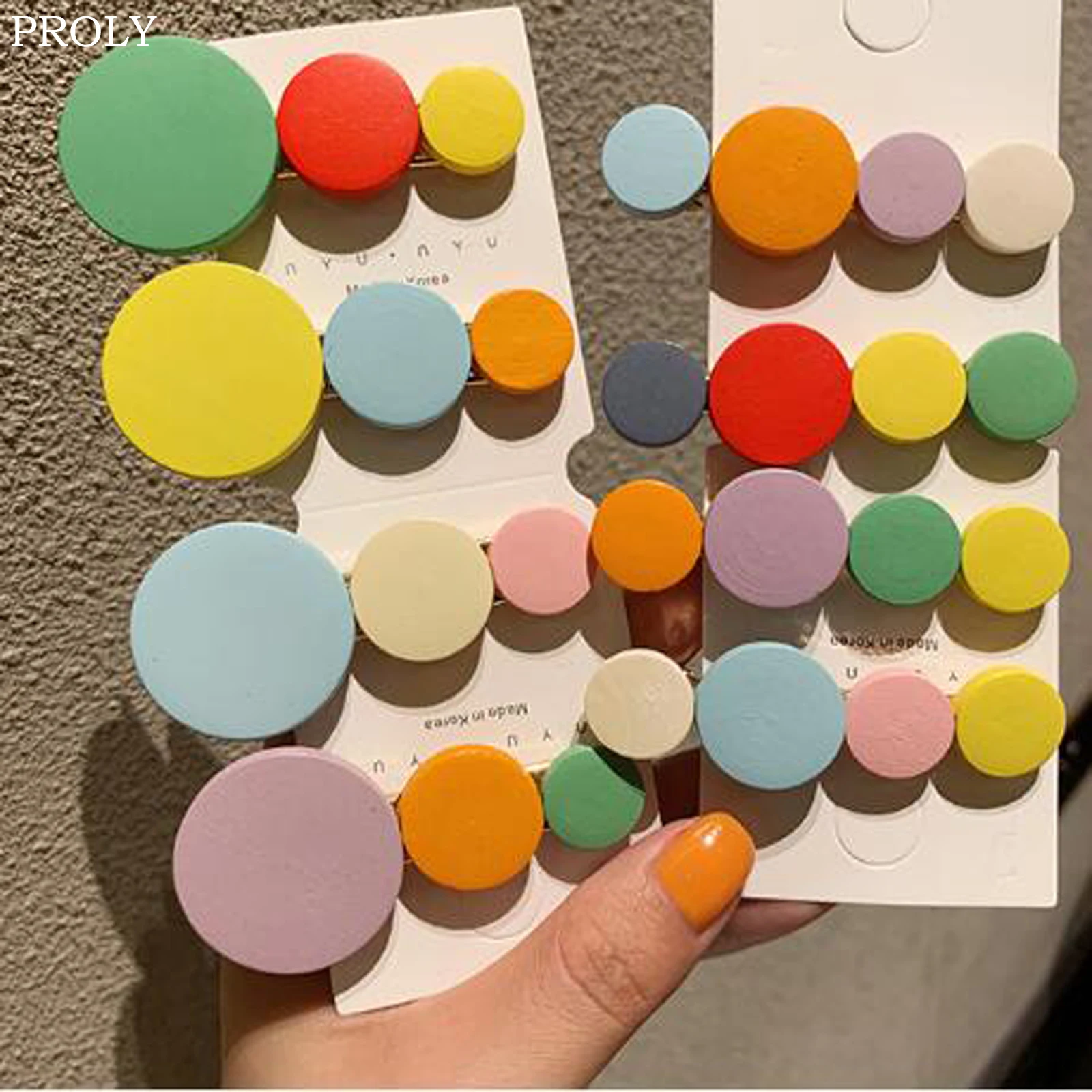 

PROLY Cute Girls Hair Clips Sweet Women Hairpins Rainbow Color Bangs Barrettes Colorful Headwear Wooden Hair Accessories