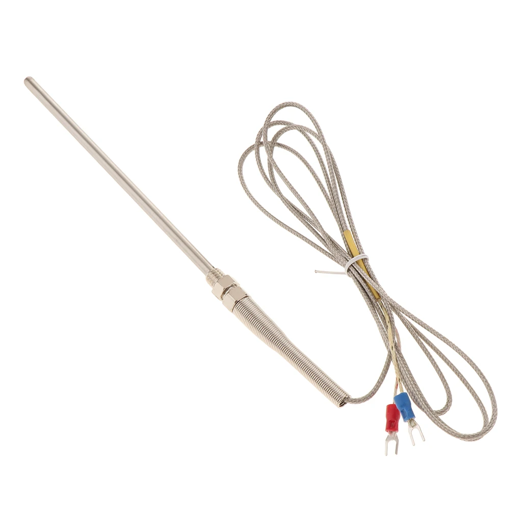 2PCS K Type Temperature Sensor Probe 1.5M Cable 5mmx100mm & 5mmx150mm Probe Thermocouple 32~1472°F (0~800°C)