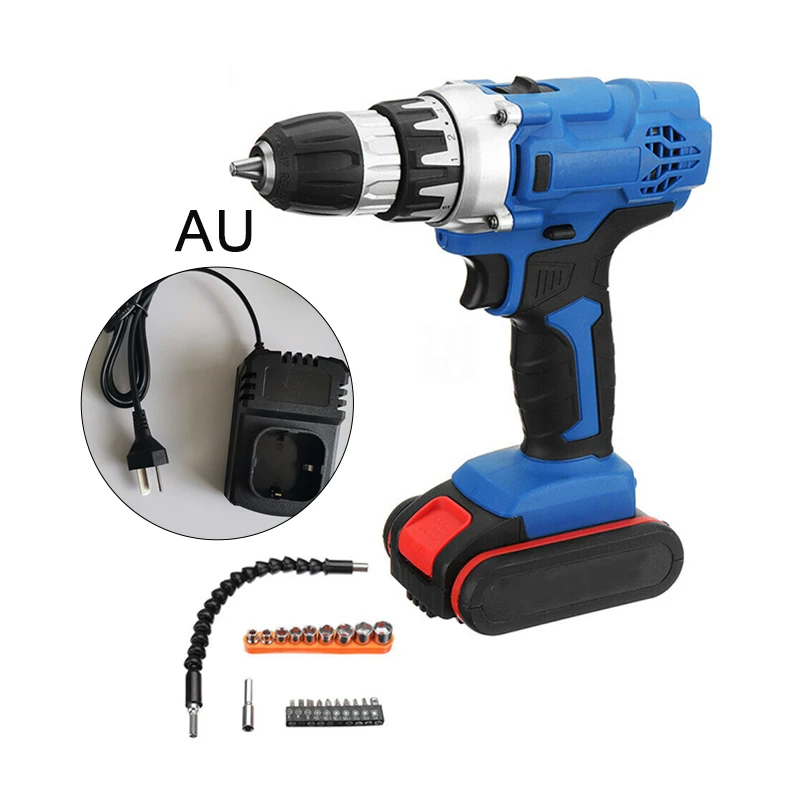Cardan shaft 36V Electric Cordless Drill Screwdriver LED 2-Speed Li-Ion Battery Tool Set Battery charger Screwdriver head