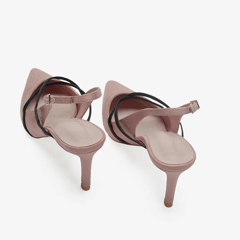 

2019 New Style Pointed-Toe Thin Heeled Low-top Shoes Small Ck1-60361156 Cross Straps Women's after Loop with High Heel Shoes