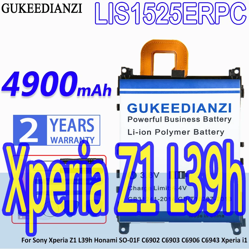 GUKEEDIANZI Battery LIS1525ERPC AGPB011-A001 4900mAh For Sony Xperia Z1 L39h Honami SO-01F C6902 C6903 C6906 C6943 i1 | Мобильные