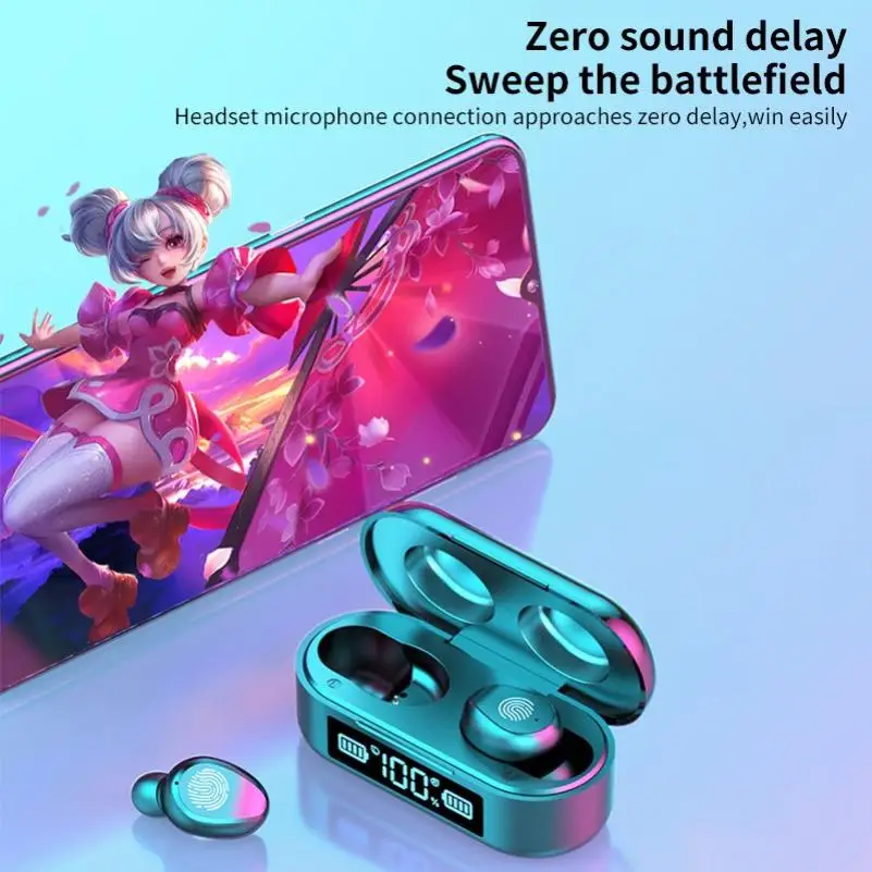 5 0 Bluetooth Wireless Earphone F9 6 TWS Wireless Bluetooth With Power Bank Gaming Sport Touch Control Headset Airbuds With Mic