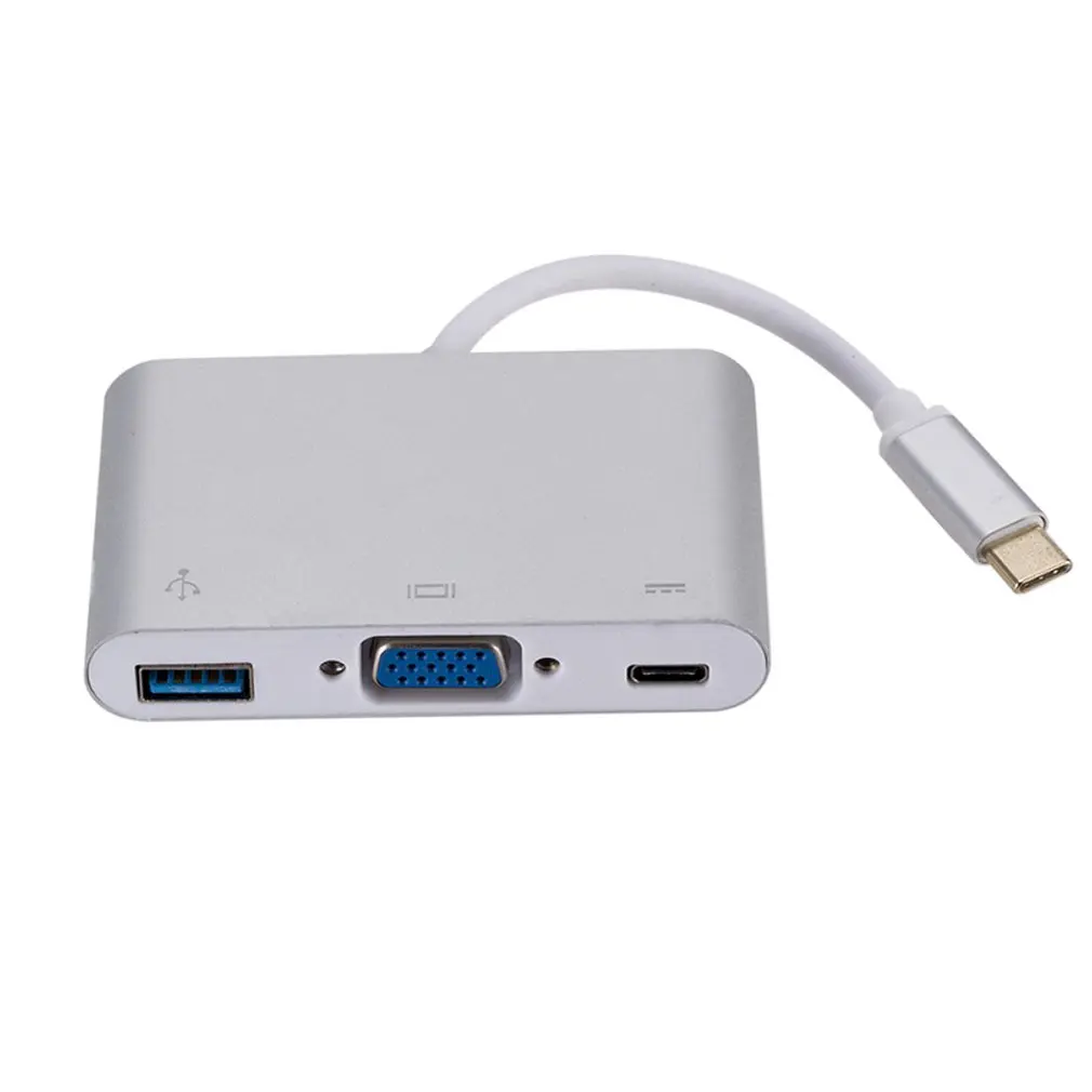 Для Win XP/7/8/10/Vist Многофункциональный USB 3,1 type C to VGA адаптер USB3.0 USB-C зарядное устройство конвертер серебро