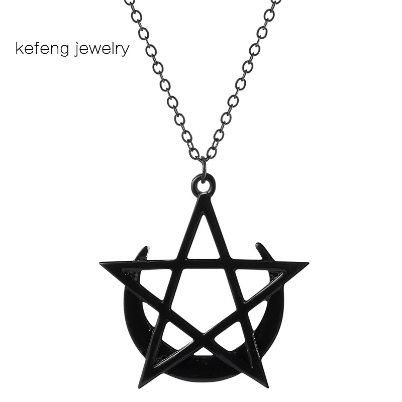 Полумесяц ожерелье с Луной и звездой Wicca Мистик Готическая пентаграмма ювелирные