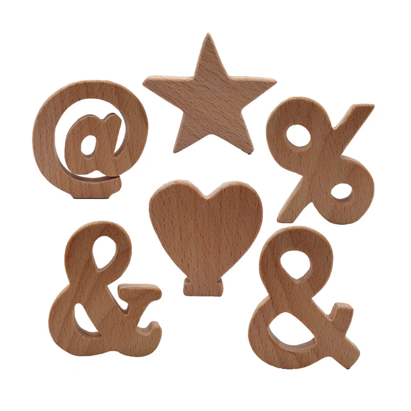 

Hot Sale Wooden Teethers Food Grade Beech Wood Number Symbol Shape DIY Pacifier Chain 3C Certification Wooden Baby Teether Toys