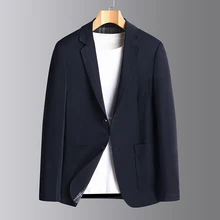 

Men Darl Green Blue Blazers Smart Casual Notched Collar Button On Cuff Design Slim Fit Outfits 2022 Spring Summer Autumn Garment