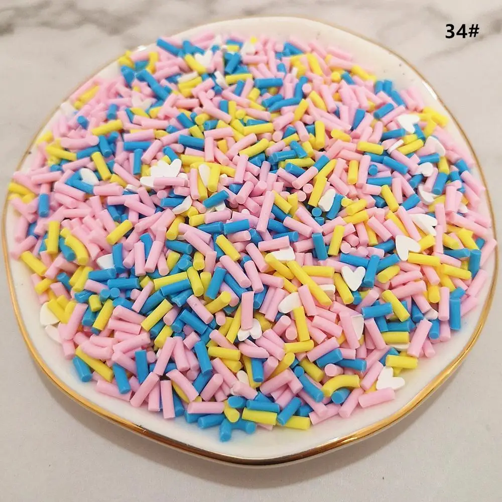 100 г/лот длинная полимерная цветная глина для изготовления торта, украшения для телефона, DIY 3-6 мм - Цвет: 34 100g