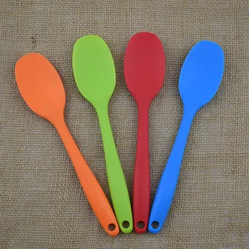 

1PC Silicone Silicone soup spoon with silicone handle Kitchen Bakeware Utencil Spoons And Scoop Cooking Tools Different colors