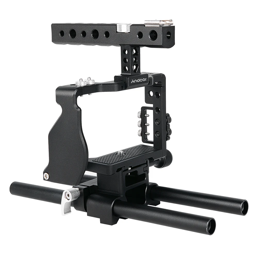 Andoer профессиональная видео клетка Rig комплект система создания пленки w/15 мм стержень для sony A6000 A6300 A6500 ILDC беззеркальная видеокамера