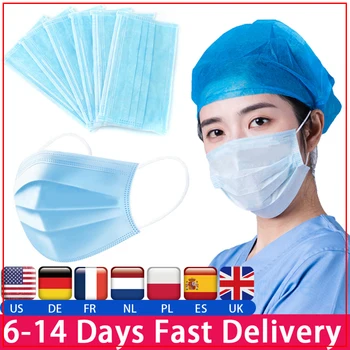 

Fast delivery Hot Sale 3-layer mask 50pcs Face Mouth Masks Non Woven Disposable Anti-Dust Meltblown cloth Masks Earloops Masks