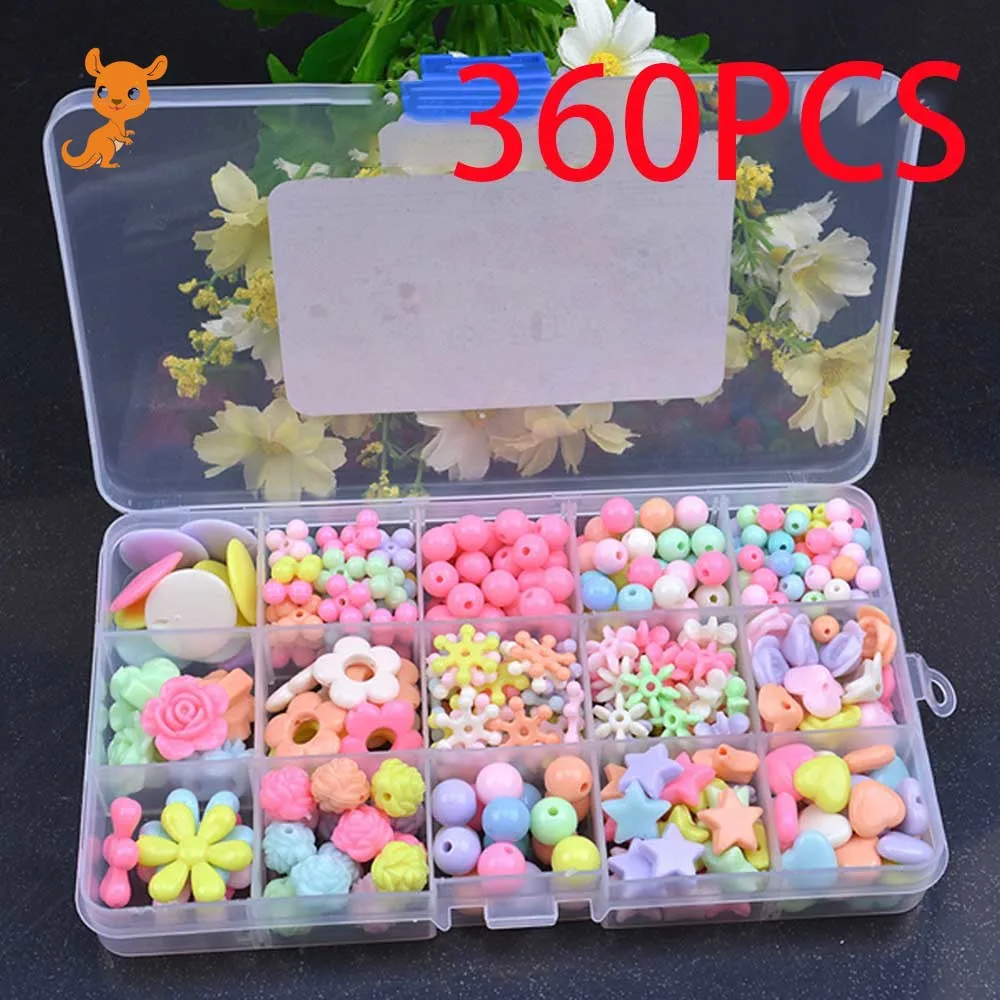 

15 Grid Kids Girls 340Pcs-1500Pcs Colorful Acrylic Beads Set for Jewelry Making DIY Craft Bracelets Necklaces Educational Toys