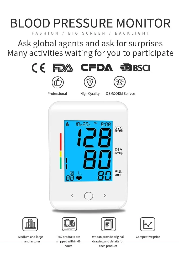 LED Display Screen Clear Reading Digital Upper Arm Cuff Meter BP Care Machine For Elderly Health