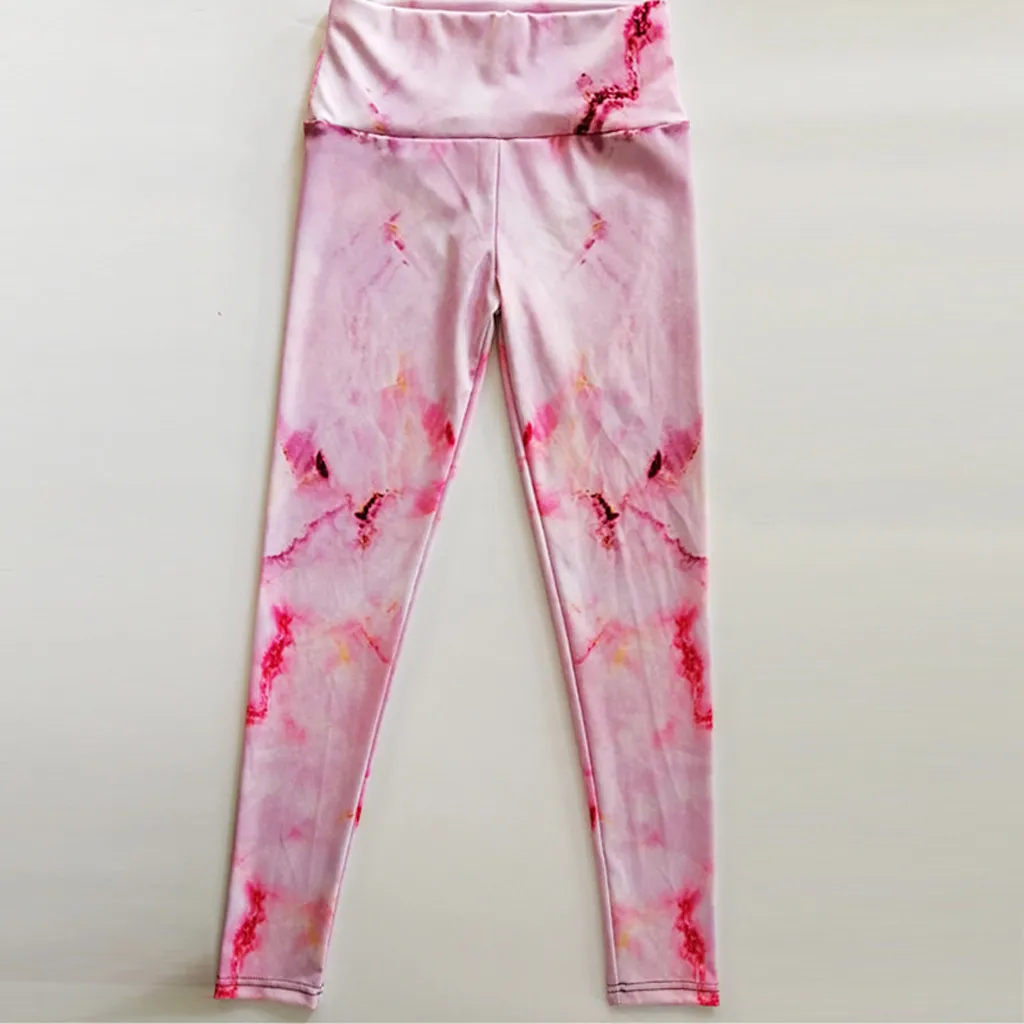 Ladies'printed Высокая талия бедра стрейч под брюки бег фитнес Йога брюки