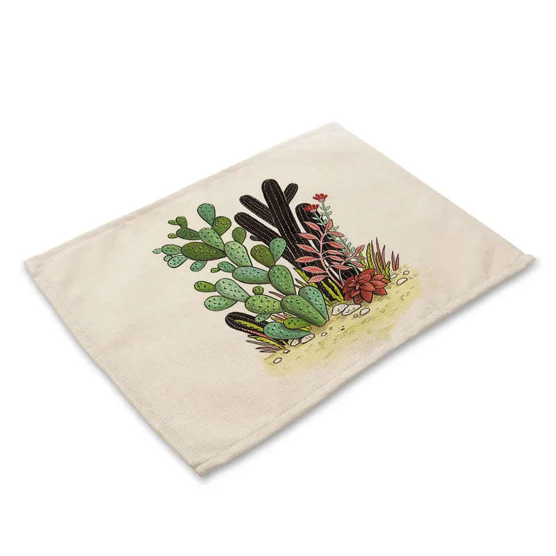 

Cactus Table Coaster Table Napkins Linen Cloth Dinner Table Meaty Plants Printed Decor Accessories Wedding Party Napkins