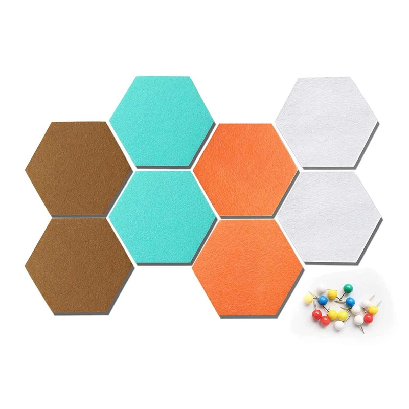 

Felt Tile Board Hexagon Push Pin Board for Wall Decor Self Adhesive Wall Bulletin Boards for Notes,Pictures,Photos,Memo,Office a