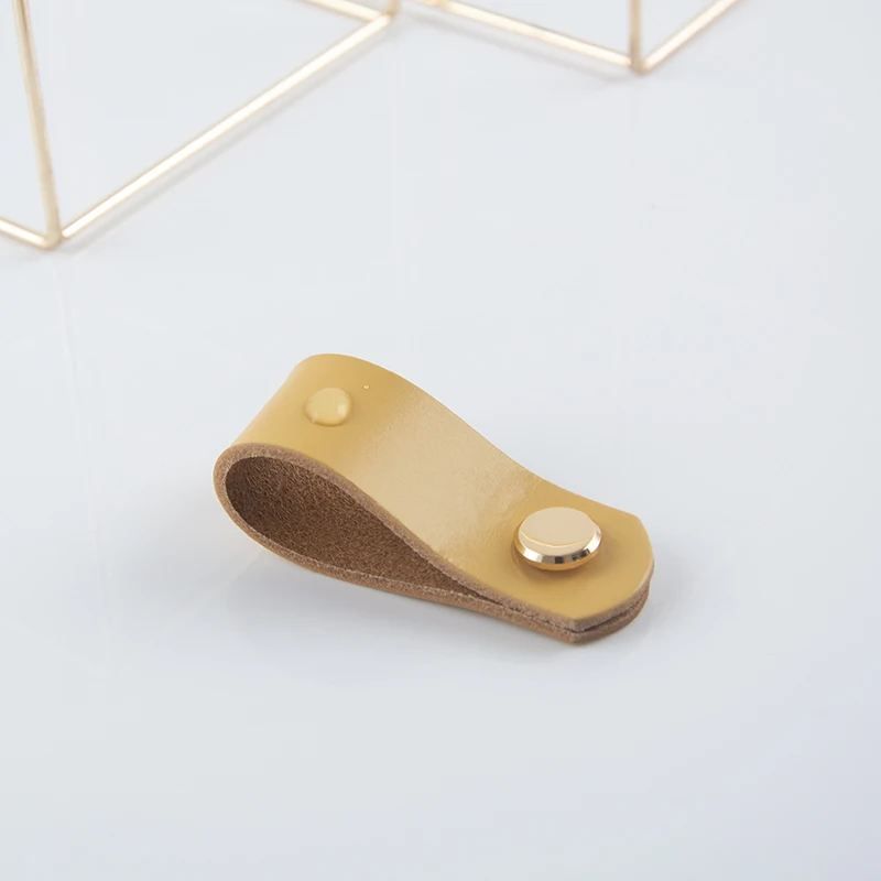 

JUNMAI 2020 New Nordic Natural Soft Pure Leather Furniture Wardrobe Cabinet Drawer Pull Handle