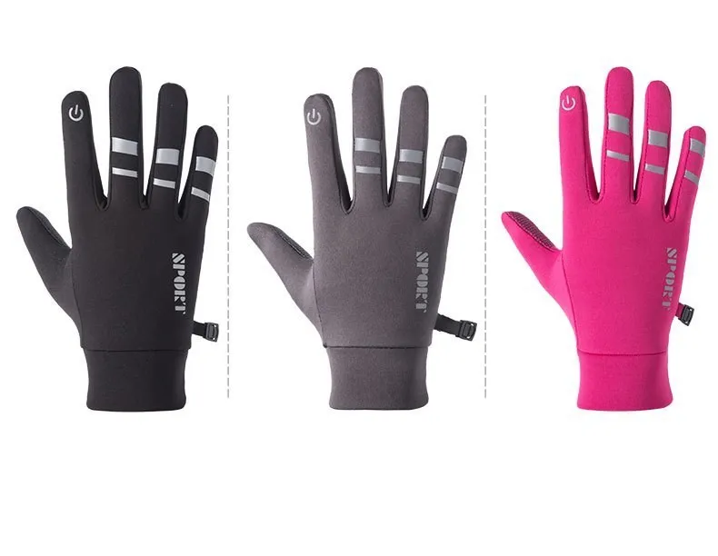 Мужские и женские перчатки для бега в светлую полоску, Осень-зима, для занятий спортом на открытом воздухе, перчатки для езды на мотоцикле