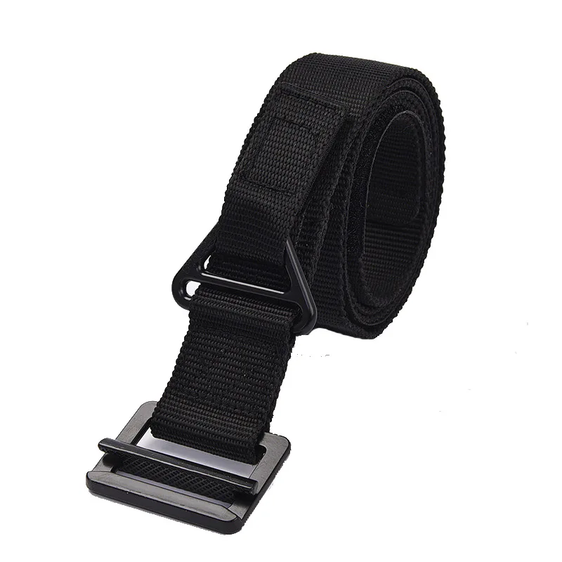 Men's Military Combat Rescue Rigger Duty Belt Outdoor Sports Nylon Tactical Belt Hunting Accessories Utility Belt Metal Buckle - Цвет: black