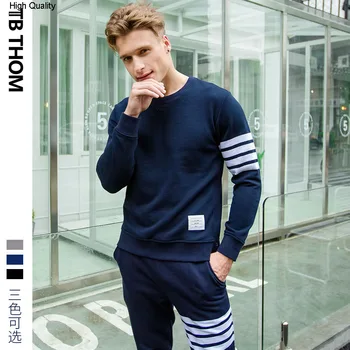 

2020 men's o-neck long sleeve sweatshirts contrast color 100% cotton casual sweatshirts men couple wear pullovers