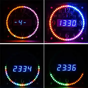 

Full Color RGB Large Screen Multifunctional Electronic Clock DIY Kit Light Control Digital Tube Display Module MCU LED Clock