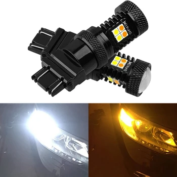 

2PCS 3030 Switchback LED Bulb 3157 White Amber Dual Color Turn Signal Light