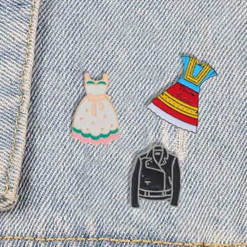 

Black Clothing Cute Enamel Princess Dress Shape Brooch Banquet Dress Accessories Women Girl Brooches Pin Daughter Birthday Gift