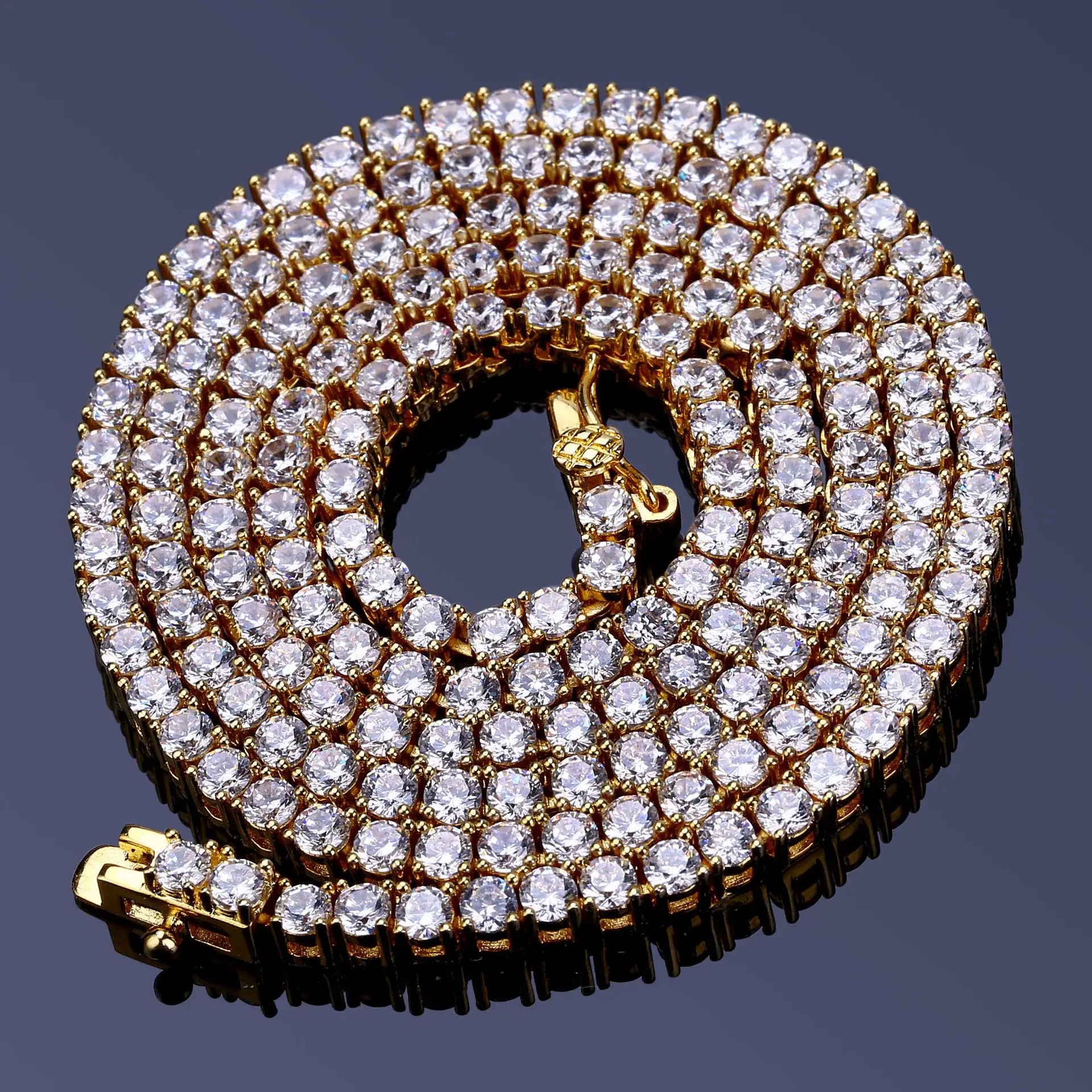

Europe And America Hot Selling Micro Zircon Necklace Hip Hop Accessories Single Row 2.5 Size MEN'S Necklace Tennis Chain