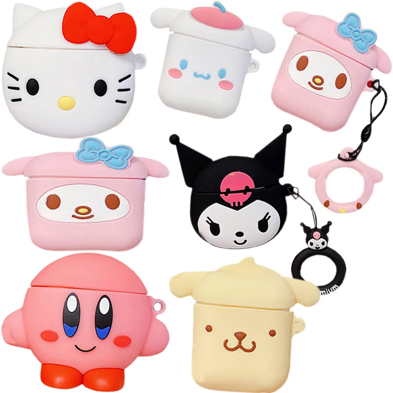 Mymelody Kawaii Мультфильм Kuromi Airpods чехол Беспроводная Bluetooth Гарнитура 3D силикагель для