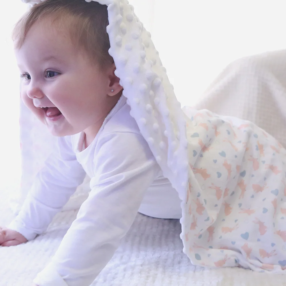 

LuMengYi Minky Baby Blanket Cotton Bedding Swaddle For Newborn Kids Girl Boy Toddler Pink Rabbit Summer Thin Soft Comfot Quilt