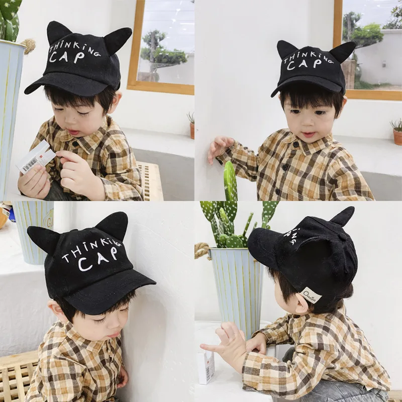 

New Style Korean-style INS Children Fashion Cap Solid Color Embroidered Baby Baseball Cap Cute Fashion College Style Brim Hat