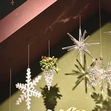 Рождественские Подвески, прозрачные акриловые висячие украшения в форме снежинки, сделай сам, Хрустальная лампочка «Звезда», украшение, висячие украшения