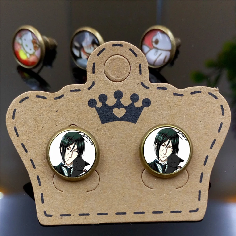 

New Cosplay Kuroshitsuji Japan Anime Black Stud Earrings For Women Girl Jewelry Magic Circle Earings