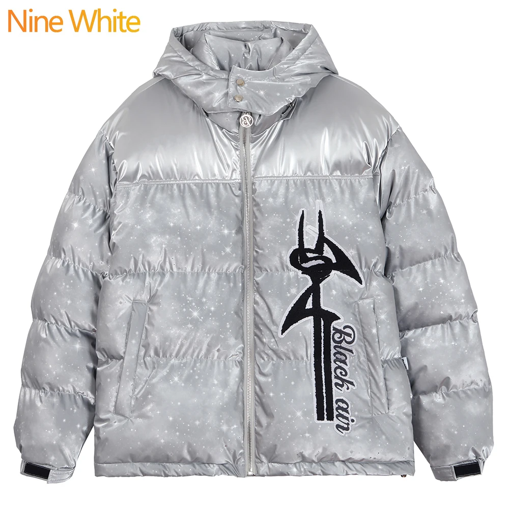 

2020 men and women hip hop street cotton letters retro printing color matching patchwork cotton pocket retro winter jacket