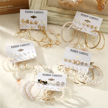 

2021 New Elegant Pearl Earrings for Women Vintage Long Tassel Pearl Dangle Earrings Gold Cross Drop Earring Brincos Jewelry
