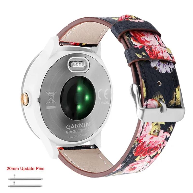 

for Samsung Galaxy Watch 42mm/Galaxy Active1/2 Watch Strap 20mm Quick Release Soft Leather Wristband for Garmin Vivoactive 3