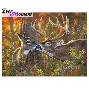 

Ever Moment Diamond Painting Deer Animals Forest Scene Full Square Drills Resin Diamond Embroidery Mosaic Cross Stitch 4Y103