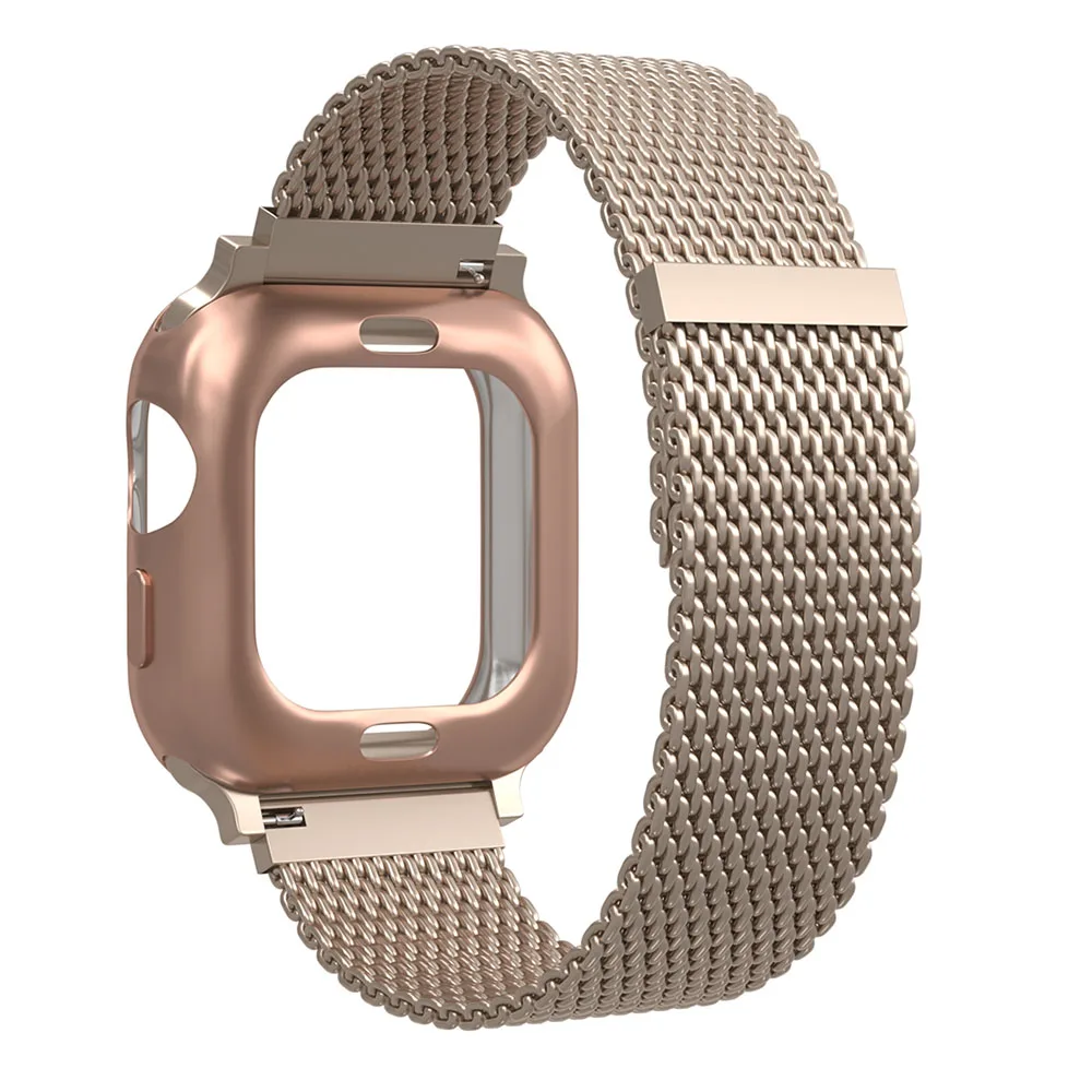 Миланская петля ремешок с чехол для Apple watch ремешок 38 мм 40 мм 42 мм 44 мм нержавеющая сталь Магнитная застежка ремешок для iwatch 5 4 3 2 1