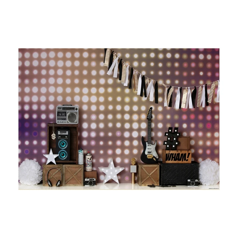 7X5Ft Photography Background Guitar Sound Carnival Party Theme Photo Studio Cloth for Family | Электроника