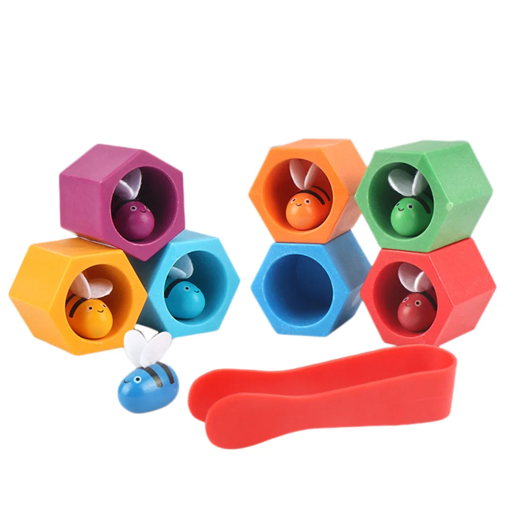 

Kids Montessori Clip Small Bee Toy Music Wooden Intelligence Cognition Toys