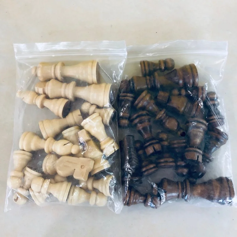 A Set Chess Pieces Original Solid Wood 3 Inch Brown and Wood board game wooden chess table games chess pieces