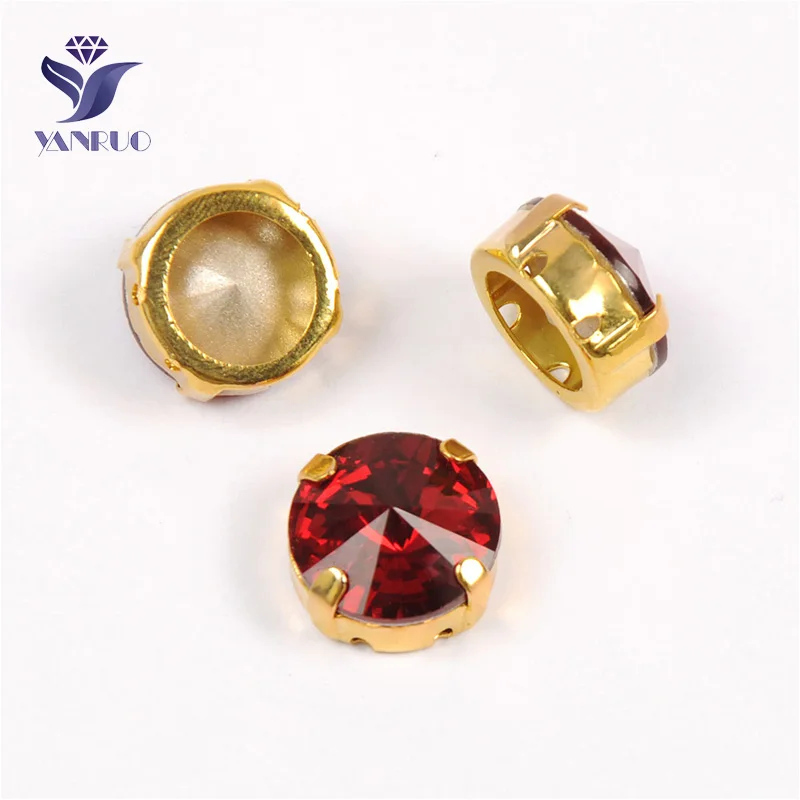 Yanruo 1122 стакан Rivoli Strass хрустальные маскарадные камни металлическая установка DIY заостренный назад пришить стразы для поделок - Цвет: Light Siam