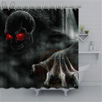 

Black Skull Bathroom Curtain 3D Waterproof Polyester Fabric Bath Shower Curtain Home Decor Shower Accessories