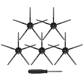 

6PCS Spare Kits Cleaning Brush Black Side Brush for Roborock S6 T6 S5 MAX S6 S61 S65 S5 S55